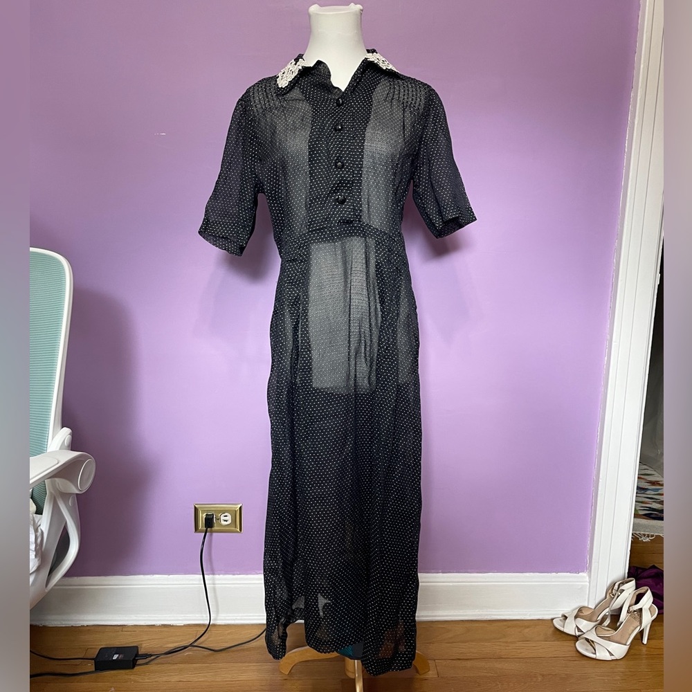 Vintage 30’s Sheer Black and White Polka Dot dress